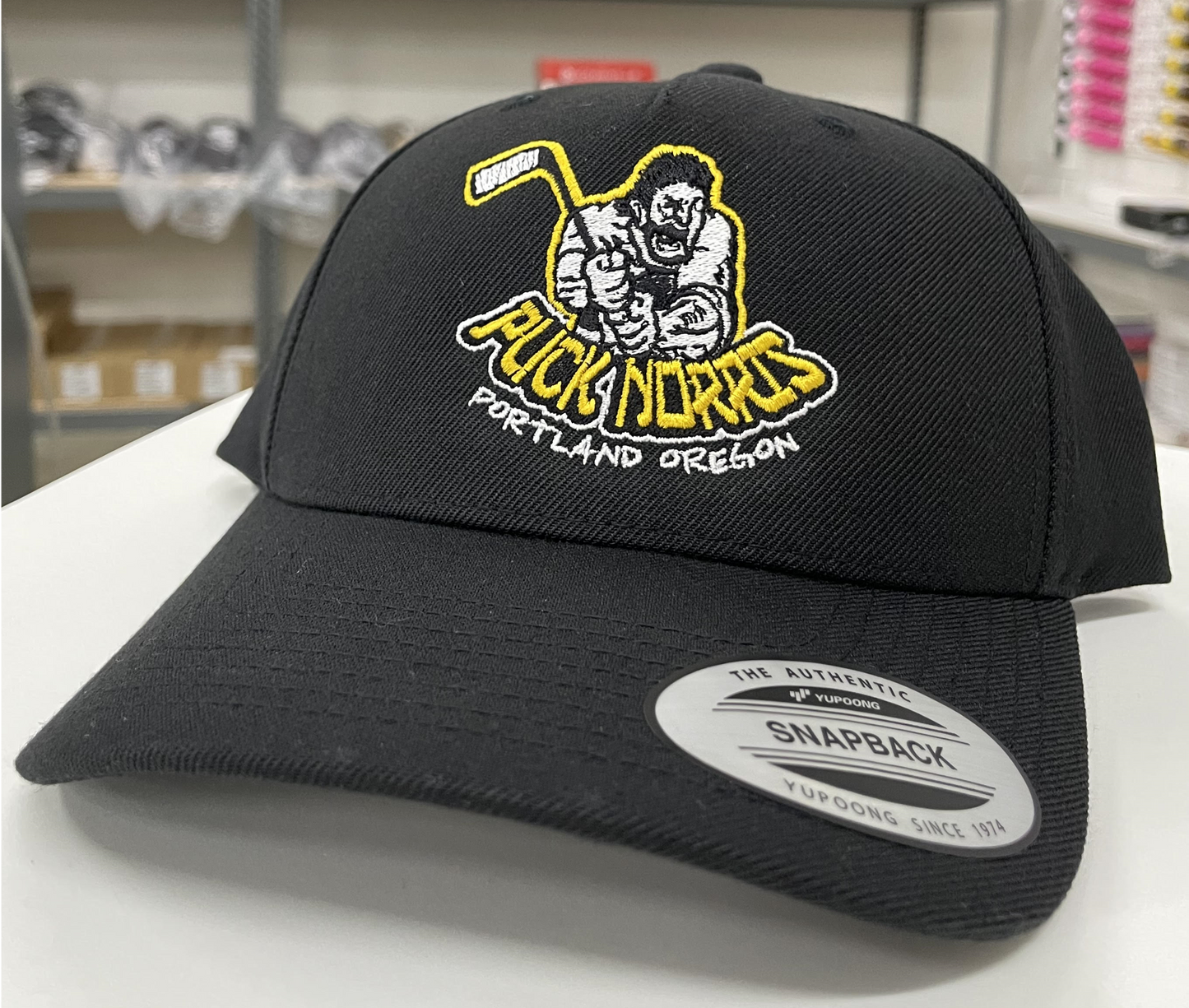 Puck Norris Black Adjustable Classic 5 Panel Adjustable SnapBack Hat