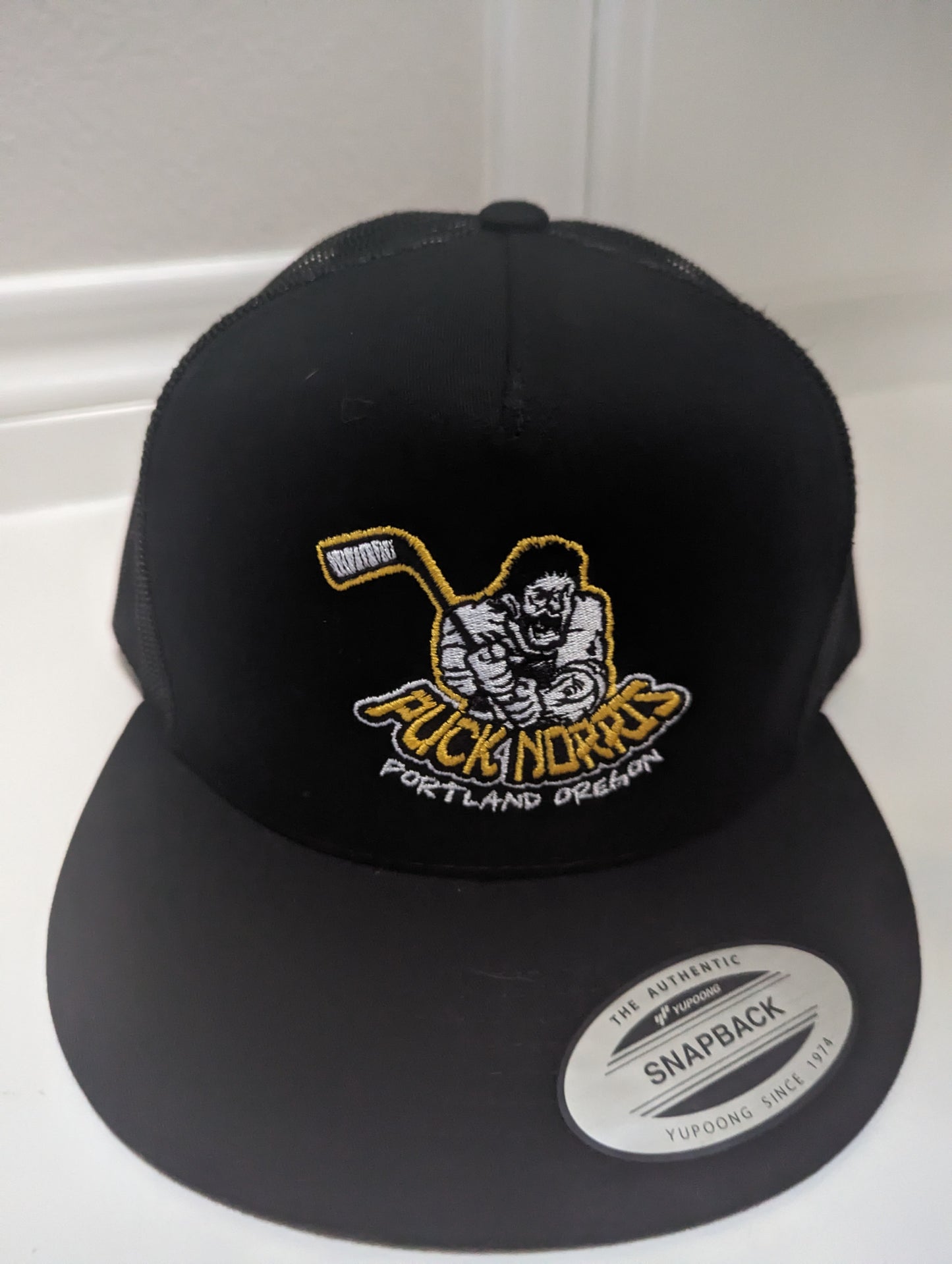 Puck Norris Black Adjustable Classic 5 Panel Adjustable SnapBack Hat