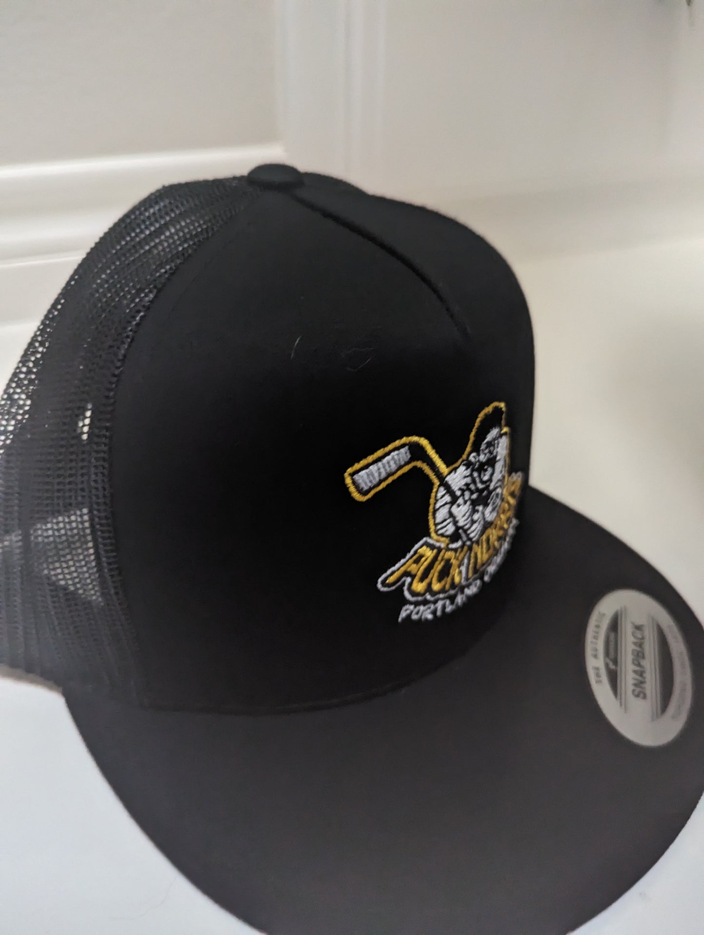 Puck Norris Black Adjustable Trucker Hat
